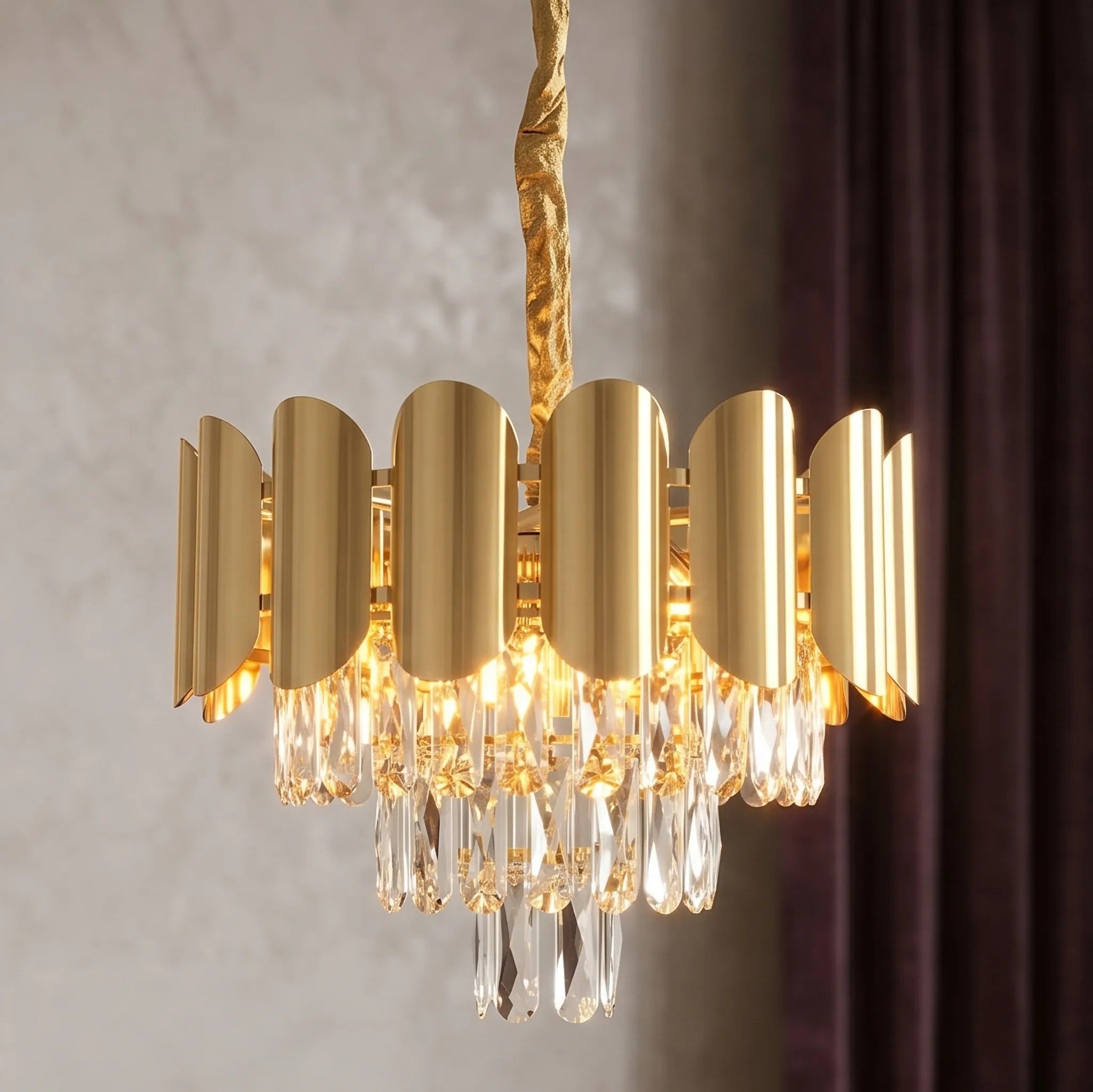 Lampa Wisząca Z Kryształami SWE099-CP 40cm Złota 6