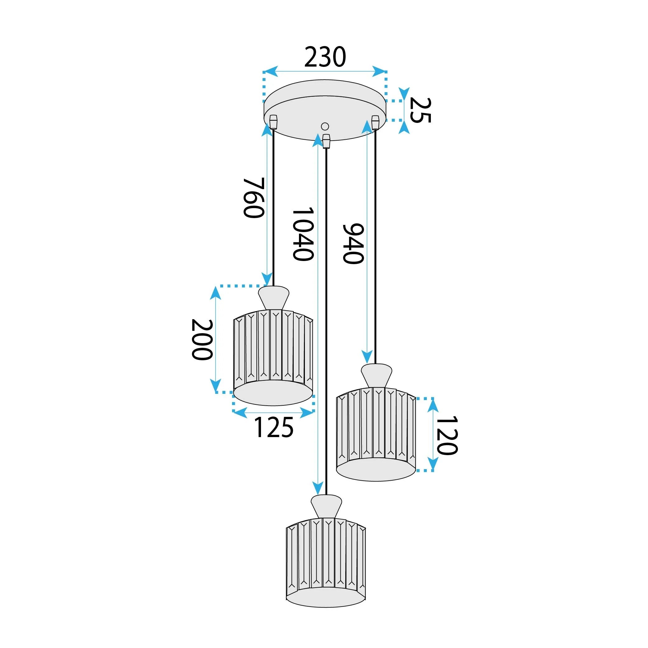 LAMPA SUFITOWA WISZĄCA EBT025-3CP CZARNA 6