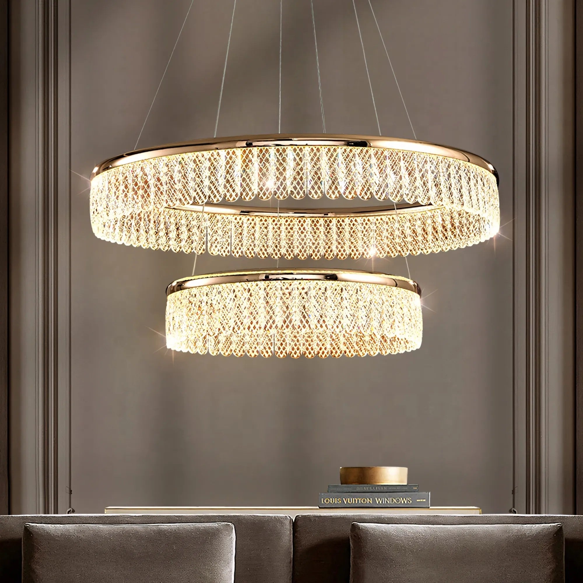 Lampa Wisząca LED APP1750-CP Złota + Pilot 6