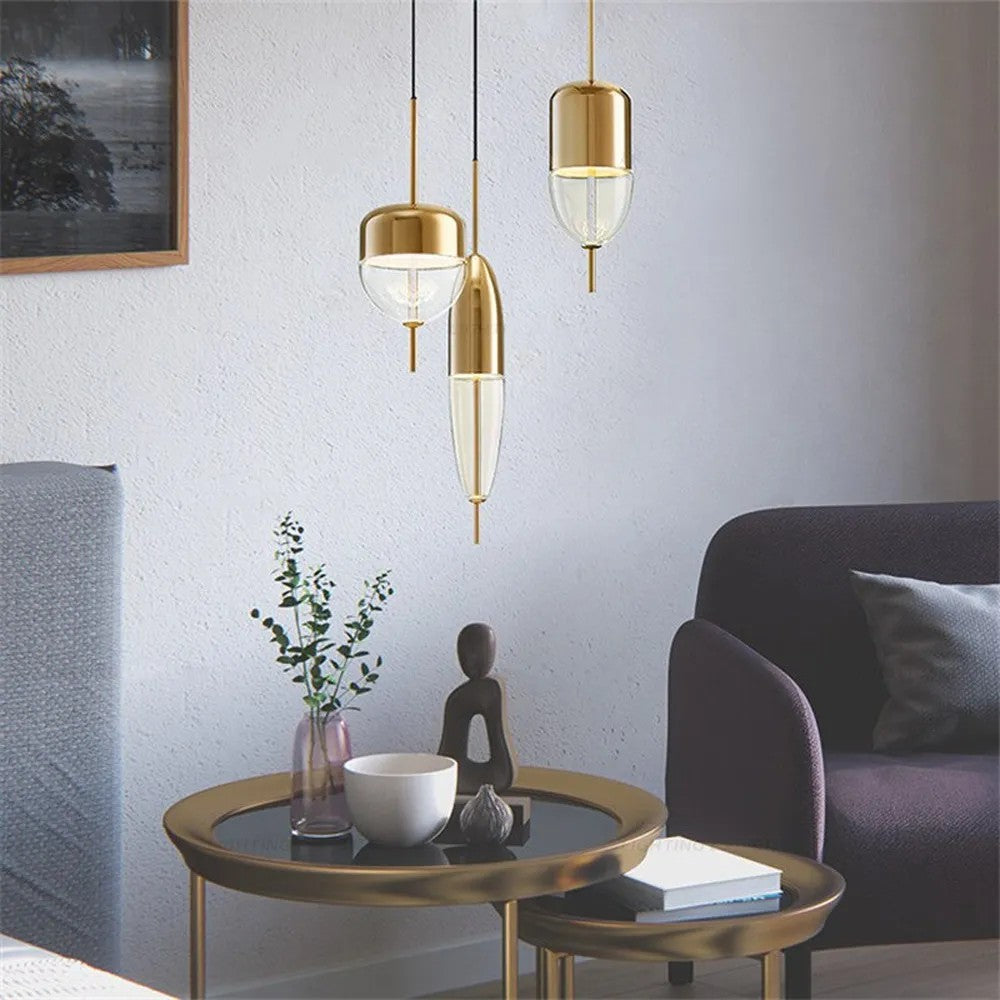 Lampa Sufitowa Wisząca Szklana Metalowa APP549-1CP Złota 6