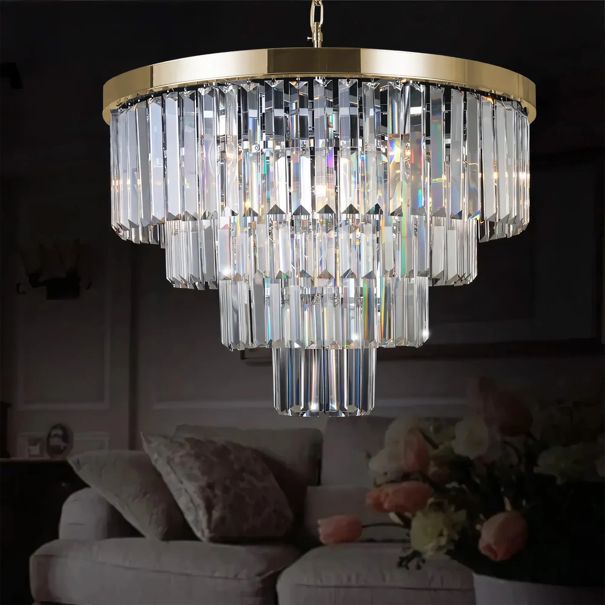 LAMPA SUFITOWA KRYSZTAŁOWA WISZĄCA APP1533-6CP4 ZŁOTA 6