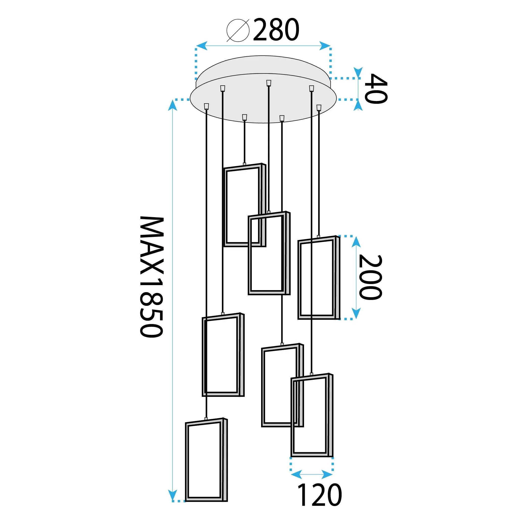LAMPA SUFITOWA WISZĄCA LED LHJ090-7CP ZŁOTA 6
