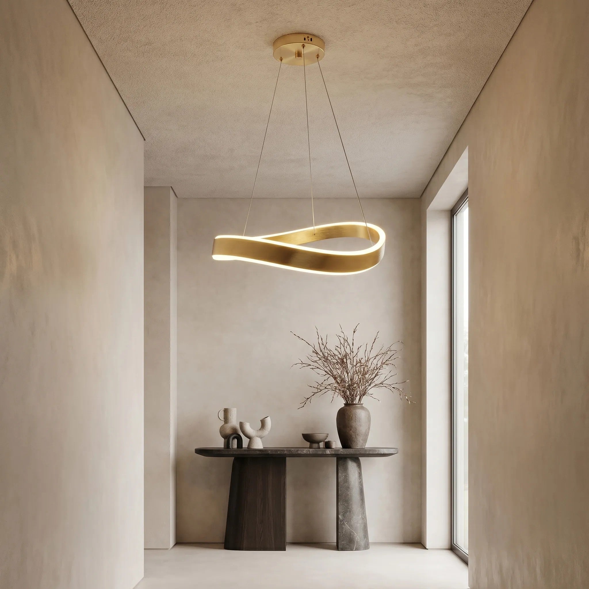 LAMPA SUFITOWA WISZĄCA SWE067-CP 60cm ZŁOTA SZCZOTKOWANA 6