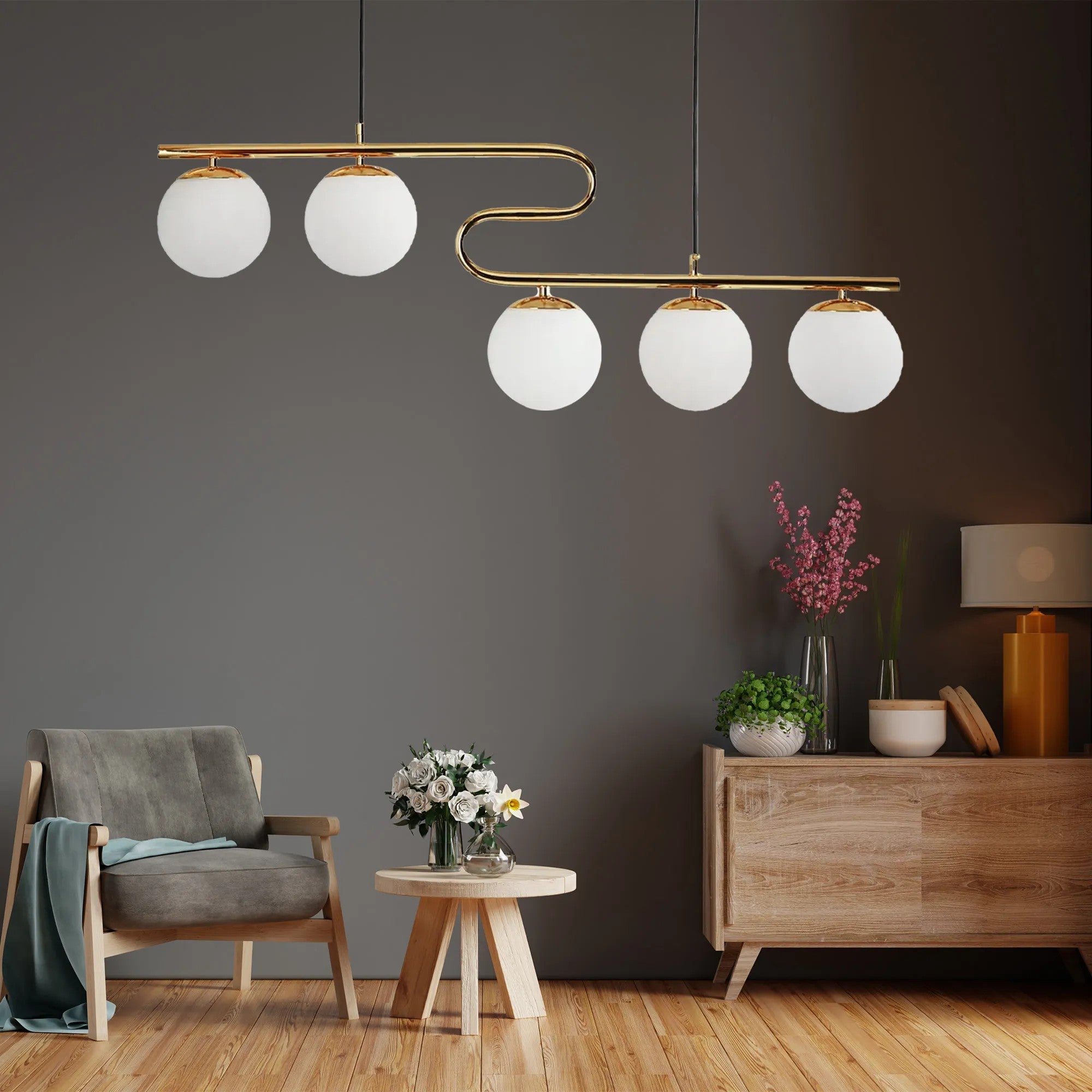 LAMPA SUFITOWA WISZĄCA Gold APP1599-5CP 6
