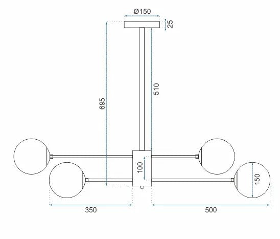Lampa Sufitowa Wisząca Metal Industrial 6-Ramienna APP262-6C 6