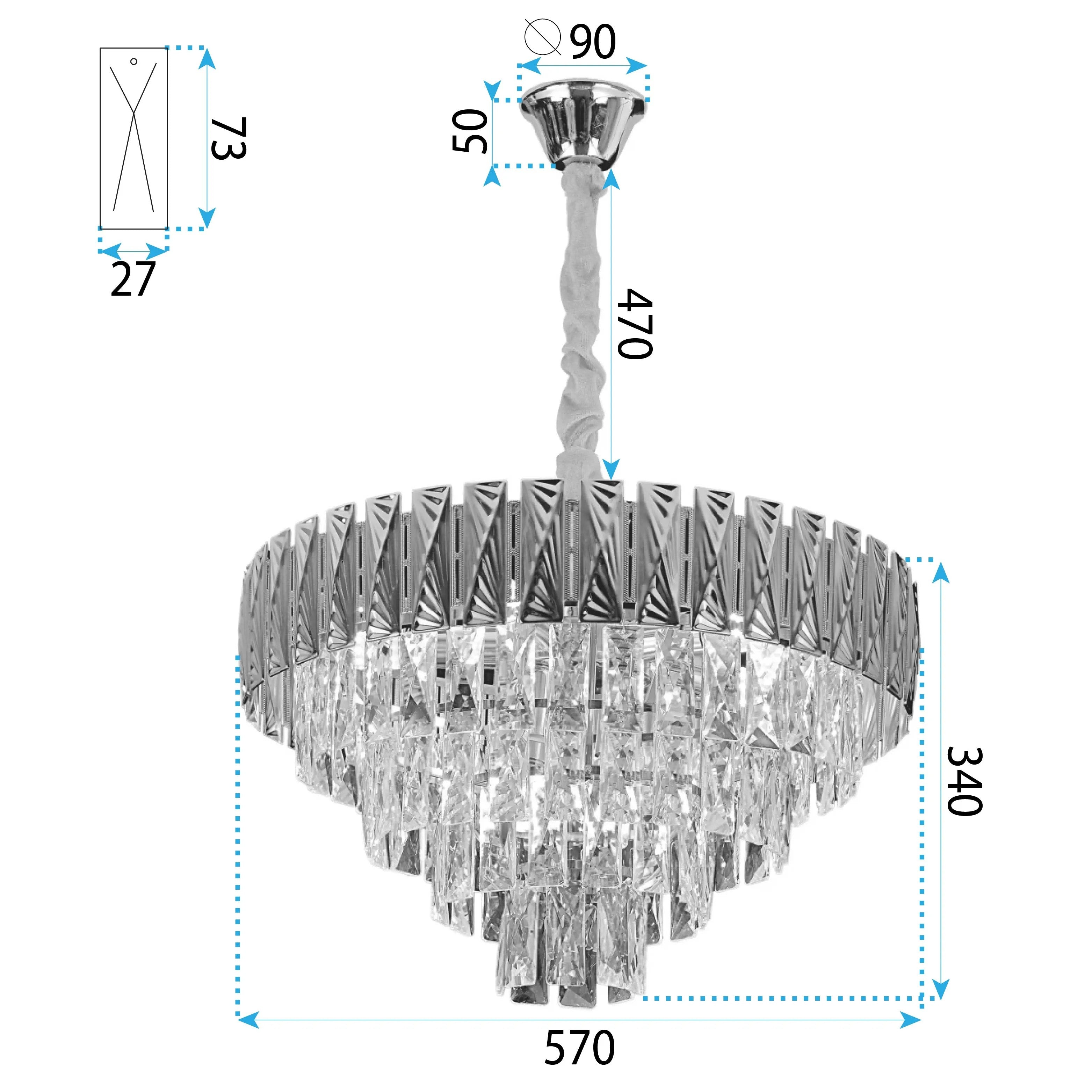 Lampa Wisząca Z Kryształami G060-CP 60CM 6