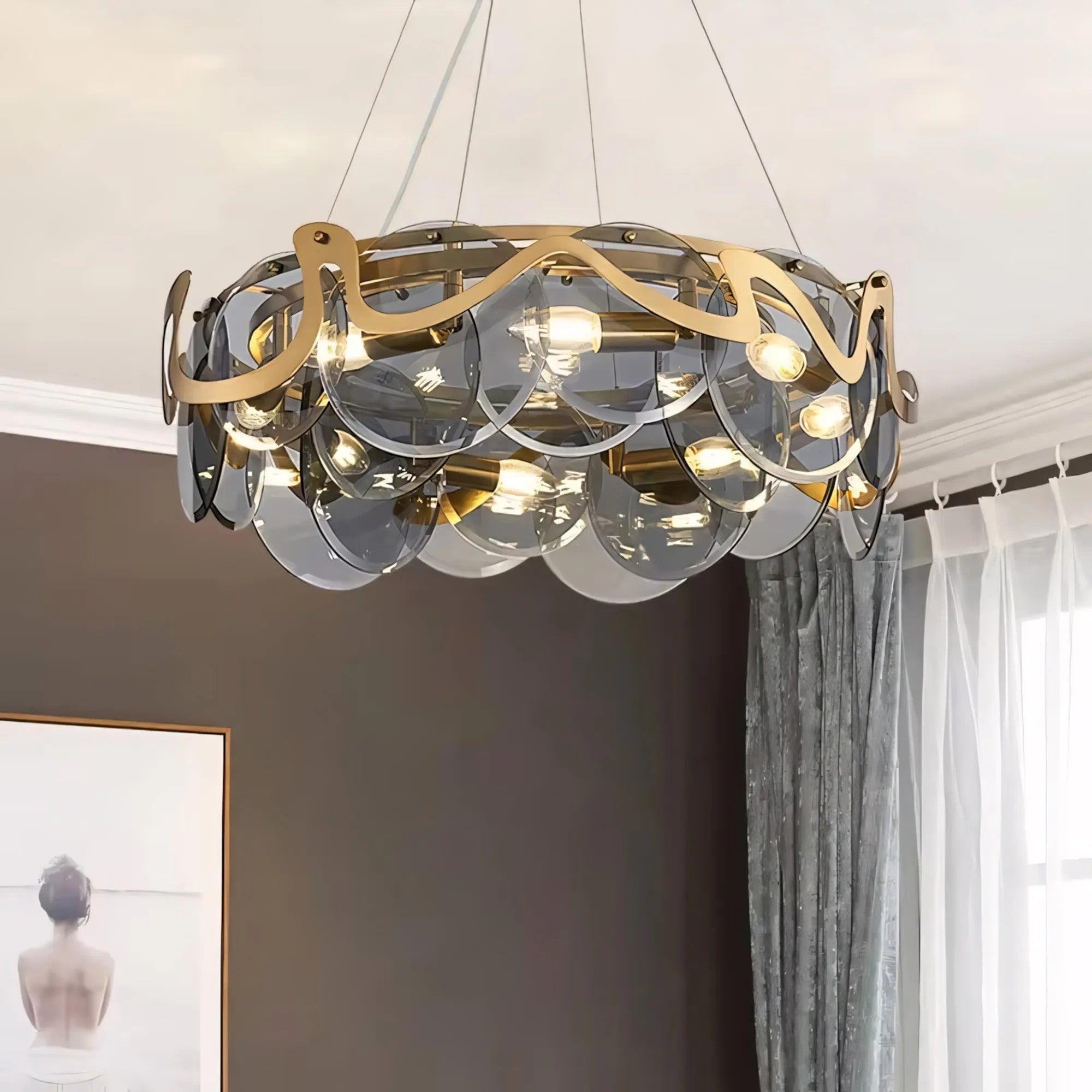 Lampa Sufitowa Wisząca APP1545-8CP Złota Szczotkowana 6