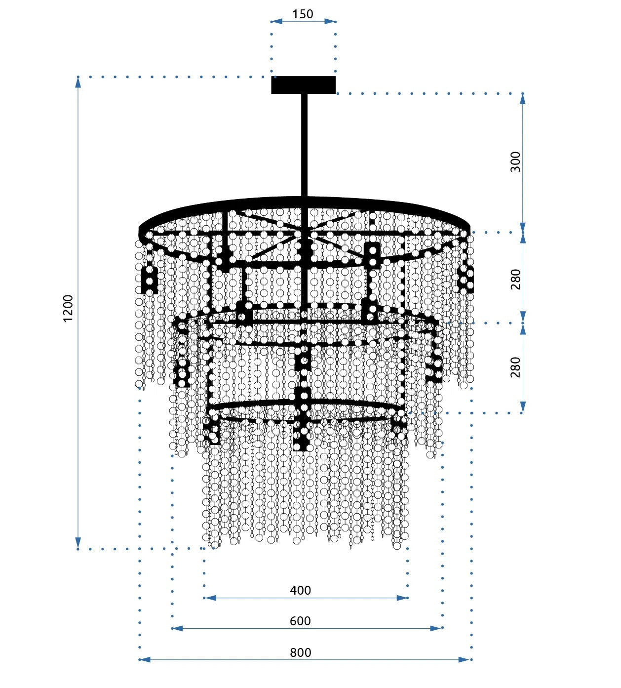 Lampa Kryształowa Wisząca APP1314-CP Czarna 6