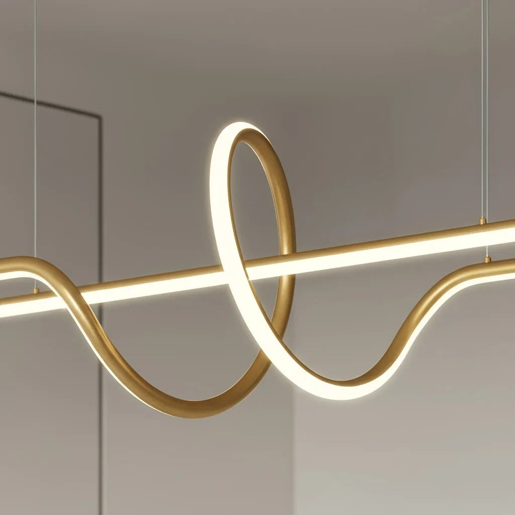 LAMPA SUFITOWA WISZĄCA LED LHJ038-CP ZŁOTA SZCZOTKOWANA 6