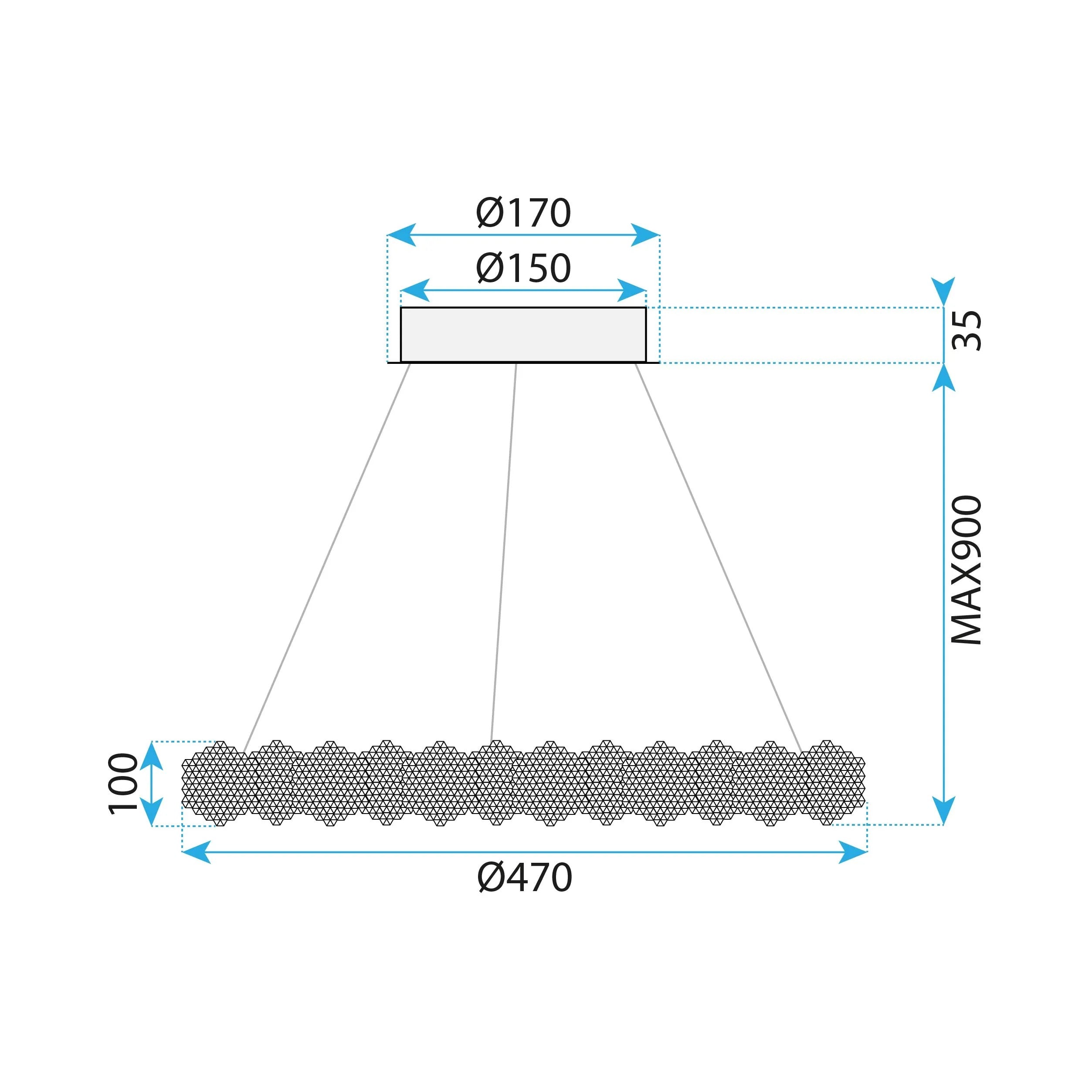 LAMPA WISZĄCA LED MS016-CP Chrom 47cm 6