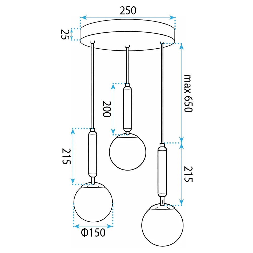 LAMPA SUFITOWA WISZĄCA G179-3CP ZŁOTA 6