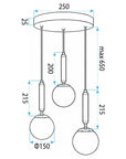 LAMPA SUFITOWA WISZĄCA G179-3CP ZŁOTA 6