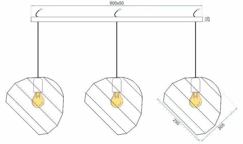 Lampa Sufitowa Wisząca Potrójna APP383-3CPR 6