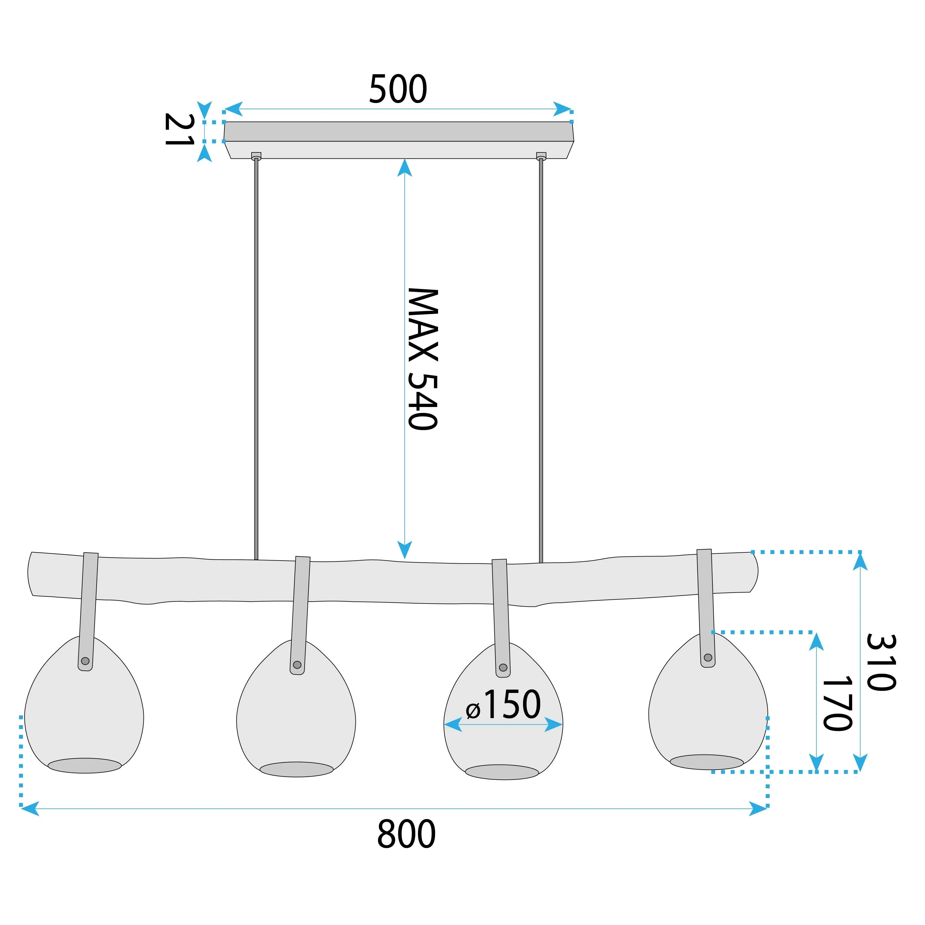 Lampa Wisząca APP1775-4CP WOOD GREY 6