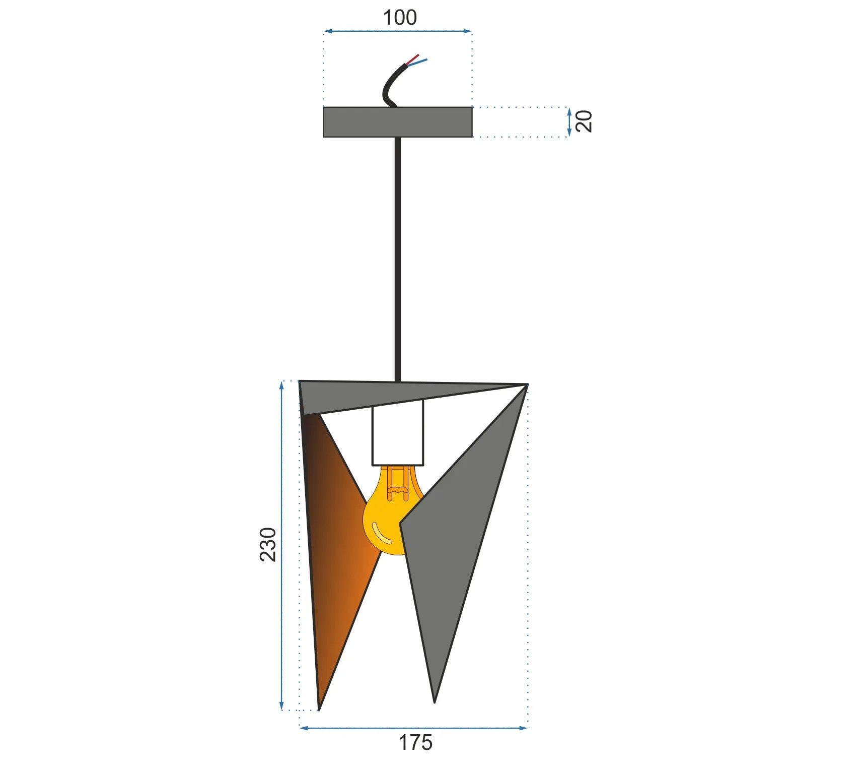 LAMPA SUFITOWA TRÓJKĄTNA GEOMETRYCZNA APP253-1CP CZARNA 6
