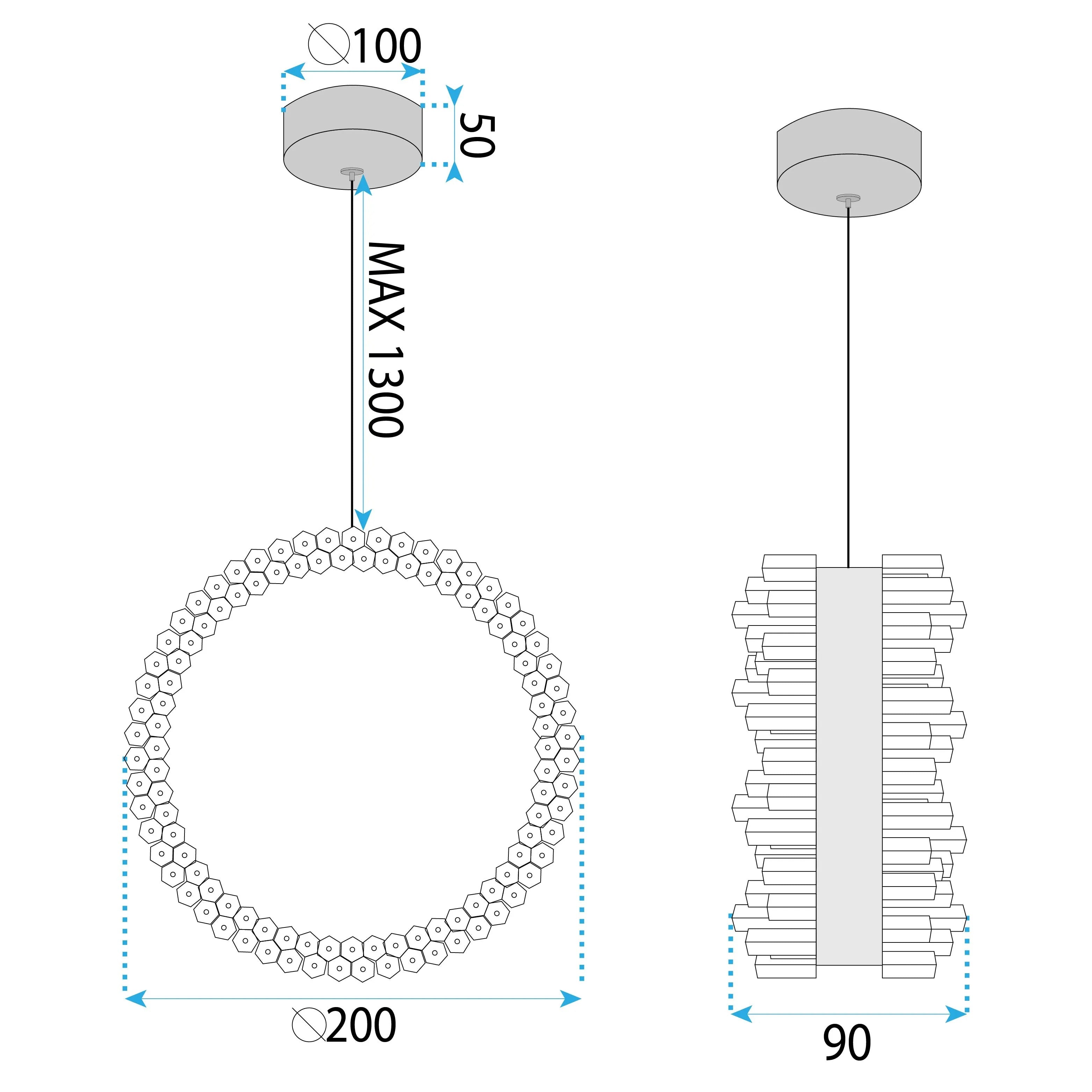 LAMPA SUFITOWA WISZĄCA LED LHJ098-CP ZŁOTA 6
