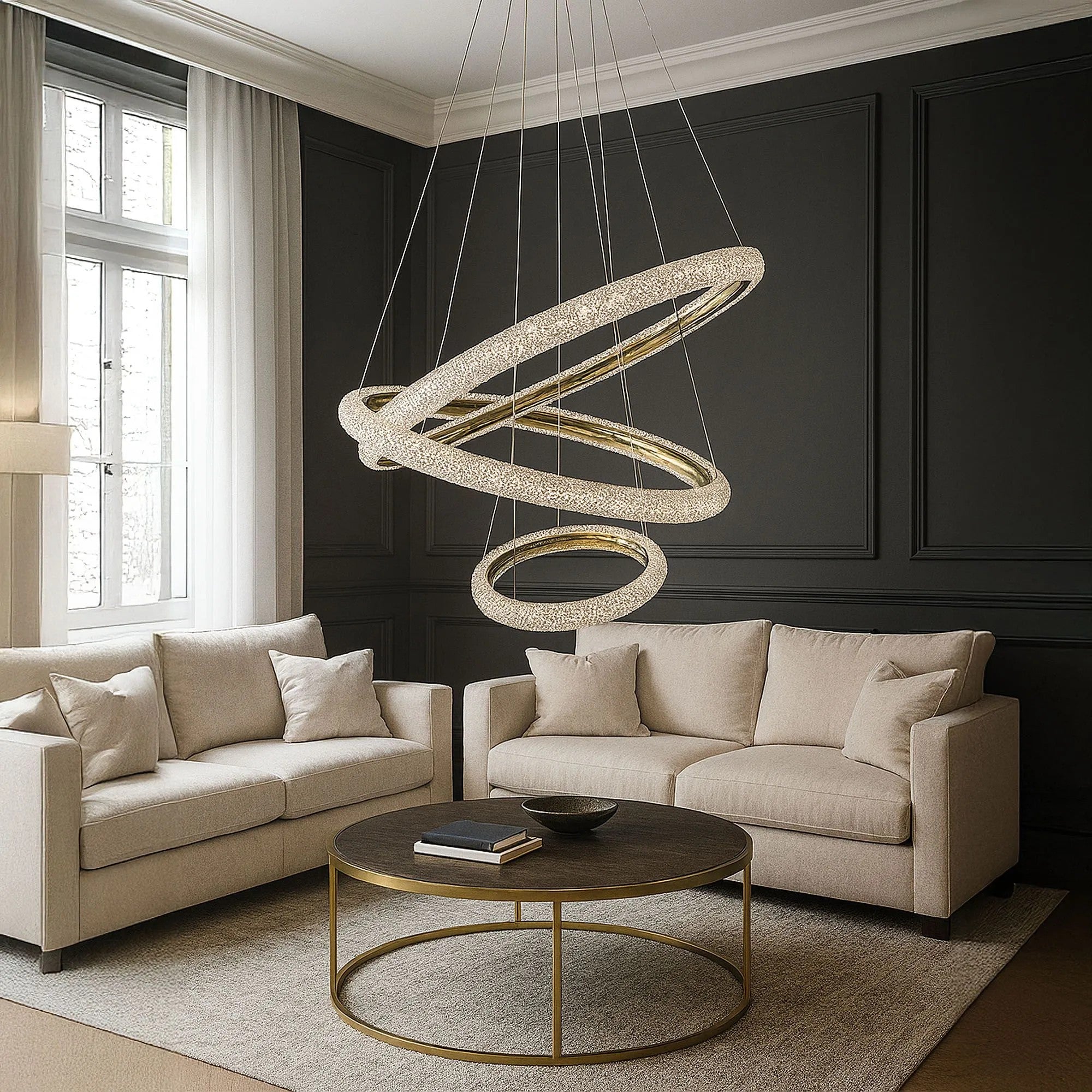 LAMPA SUFITOWA WISZĄCA LED LHJ042-CP3 ZŁOTA 6