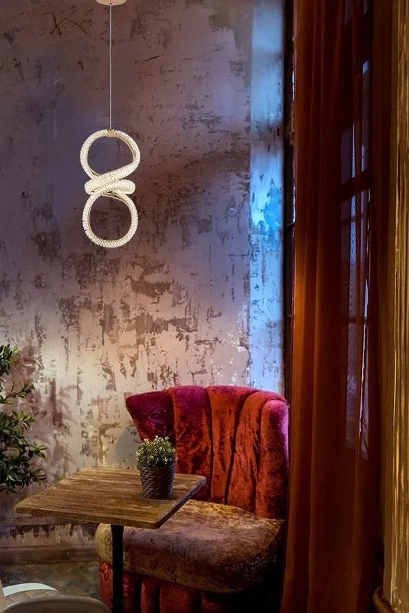 LAMPA WISZĄCA KRYSZTAŁOWA SPIRALA LED G070-CP Złota 6
