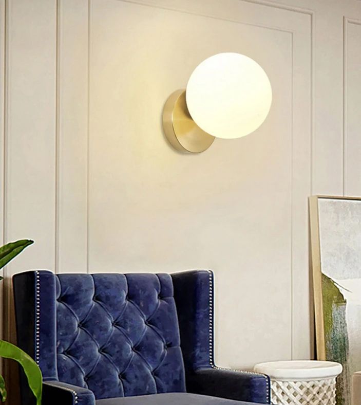 Lampa Ścienna Kinkiet Szklana Kula APP950-1W Złota