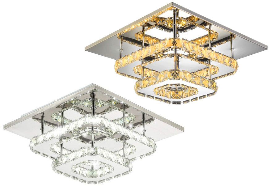 Lampa Sufitowa Kryształowa Plafon LED 24W Kwadratowa APP409-C APP410-C