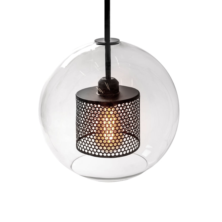 Lampa wisząca szklana loft APP557-1CP 20cm czarna