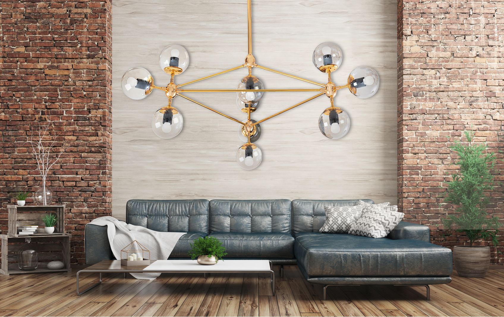 Lampa Sufitowa Wisząca Industrial App266-10c Złota