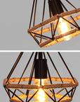 Lampa sufitowa geometryczna wisząca w stylu loft boho sznur APP678-1CP