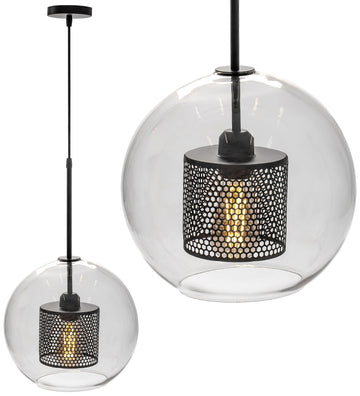 Lampa wisząca szklana loft APP559-1CP 30cm czarna