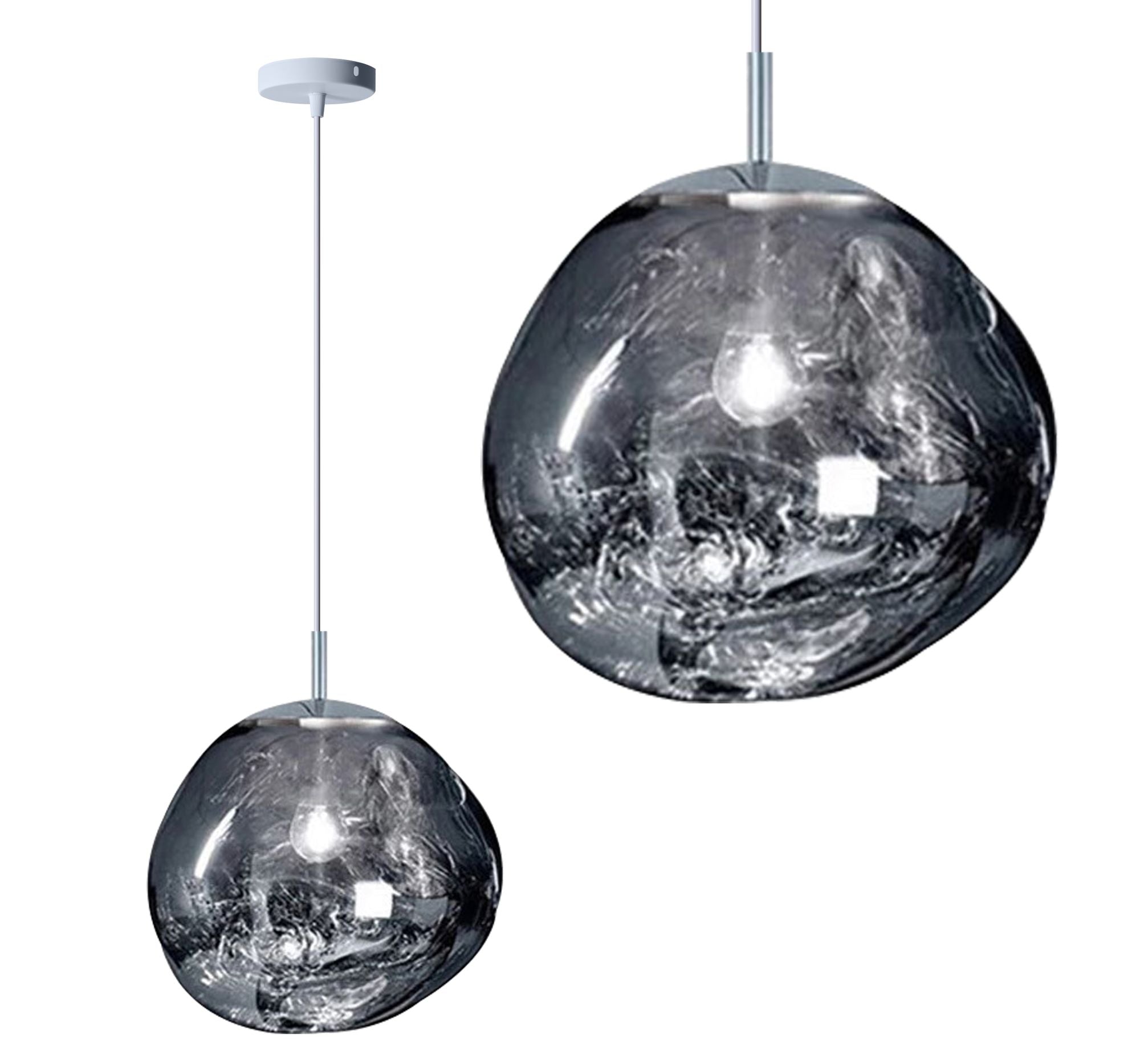 Lampa Sufitowa Wisząca Szklana APP330-1CP SREBRNA