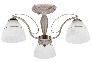 Lampa sufitowa biało-złota szklany klosz 3x60W E27 Fanetta Candellux 33-78056