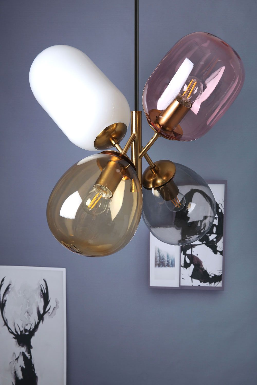 Lampa Sufitowa Wisząca Szklana APP436-4C Multicolor