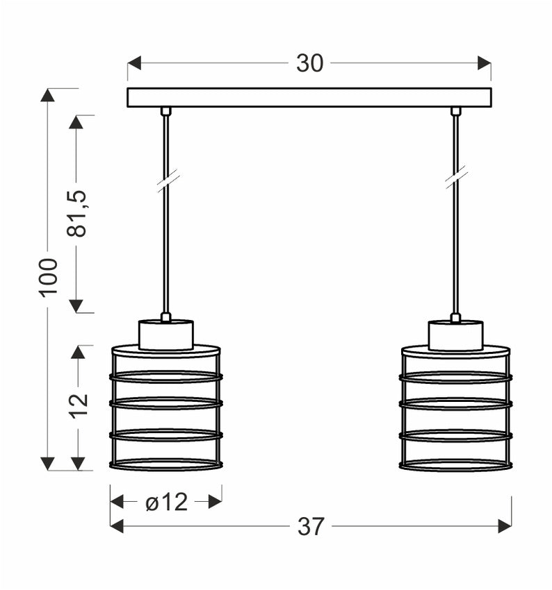 Lampa wisząca sufitowa czarna listwa 2xE27 Glob 32-00361