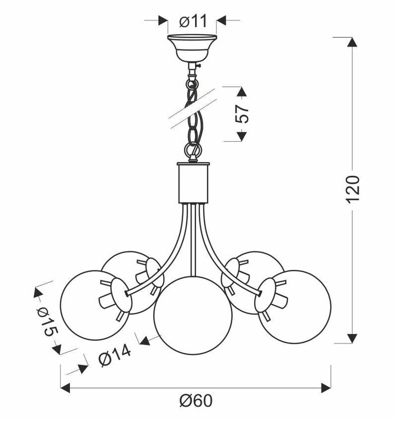 Żyrandol złoty 5xE14 60cm Dani 35-79275