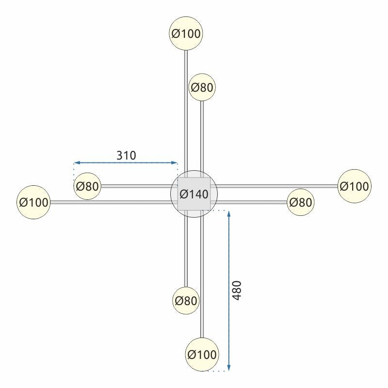 Lampa Sufitowa Nowoczesna 8-ramienna Led App523-8c Czarna
