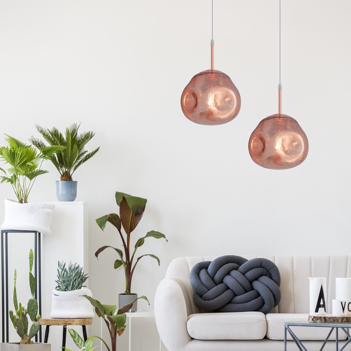 Lampa Sufitowa Wisząca Szklana APP333-1CP Różowe Złoto