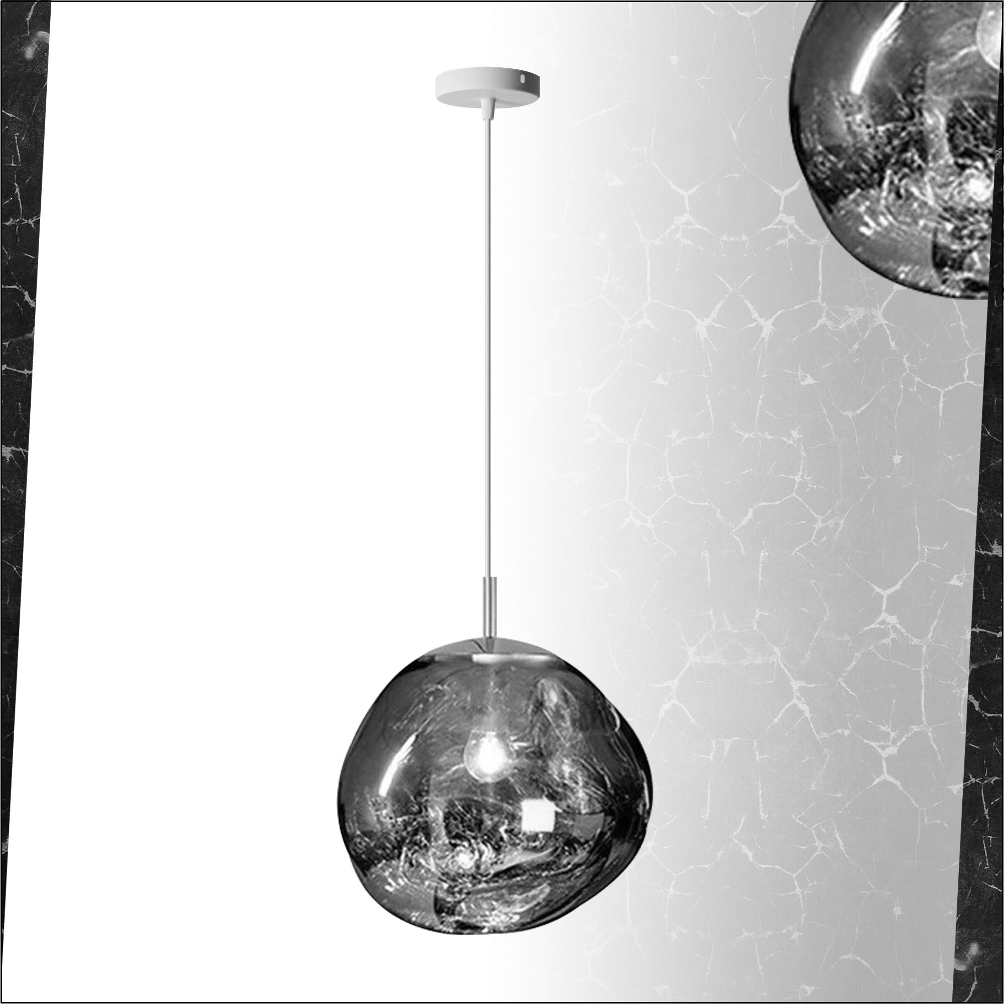 Lampa Sufitowa Wisząca Szklana APP330-1CP SREBRNA