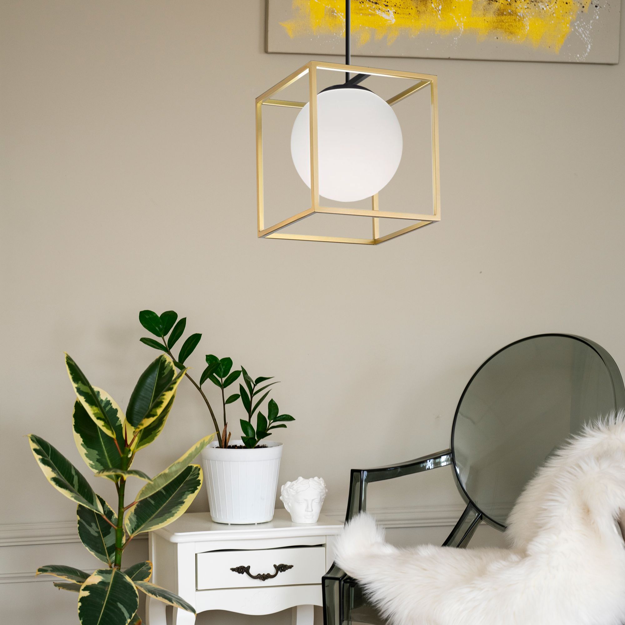 Lampa Wisząca APP1165-1CP GOLD WHITE