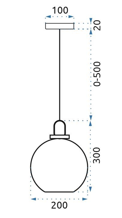 Lampa Sufitowa Wisząca Szklana Kula 20cm APP629-1CP