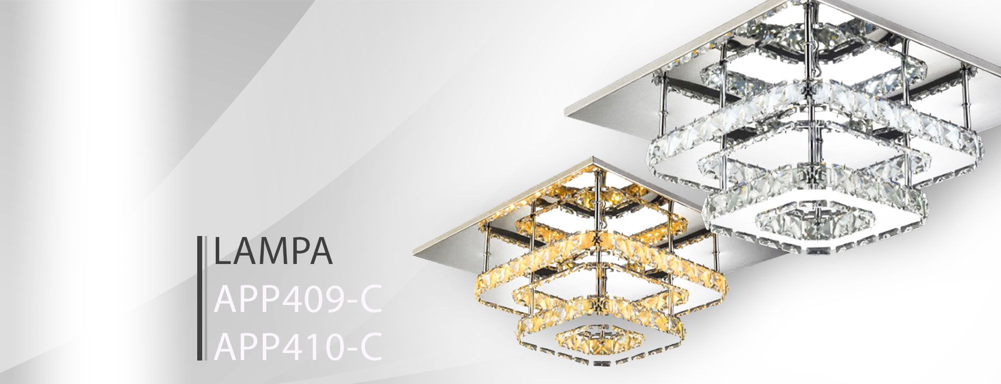 Lampa Sufitowa Kryształowa Plafon LED 24W Kwadratowa APP409-C APP410-C