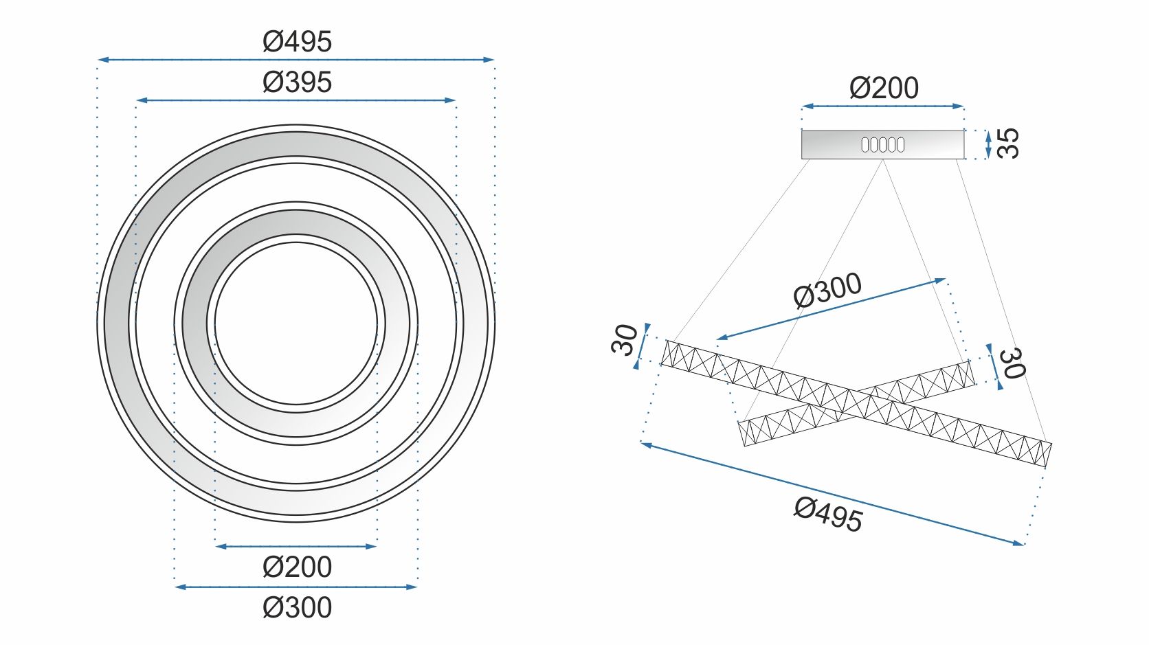 Lampa Sufitowa Kryształowa Ring 50+30cm pilot APP418-CP