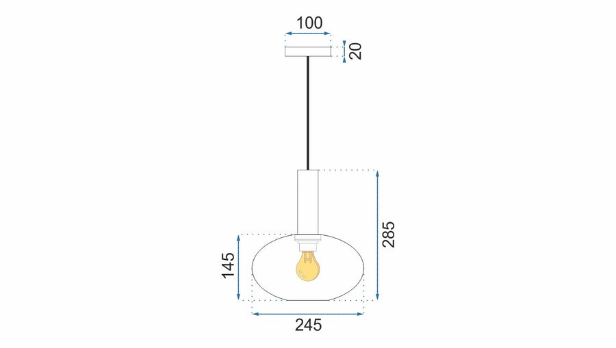 Lampa Sufitowa Wisząca Szklana APP464-1CP Pomarańczowa