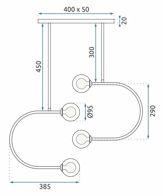 Lampa Wisząca Szklane Kule APP639-4CP Złota 7