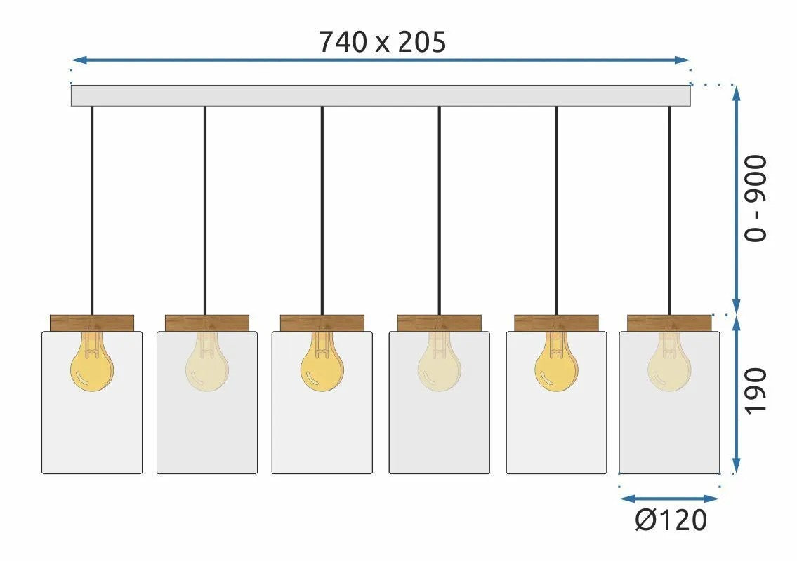 LAMPA SUFITOWA WISZĄCA APP1813-6CP Frosted Grey 7
