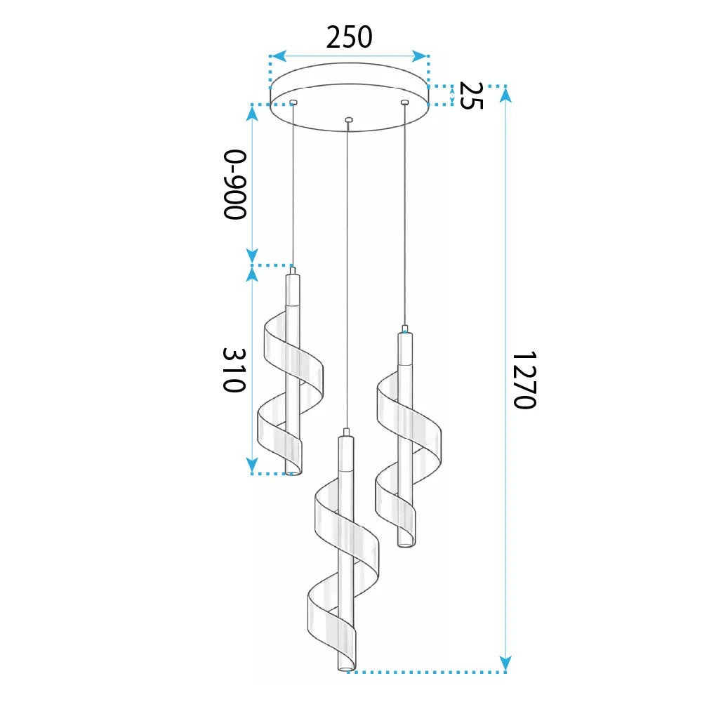 LAMPA SUFITOWA WISZĄCA LED G178-3CP ZŁOTA 7