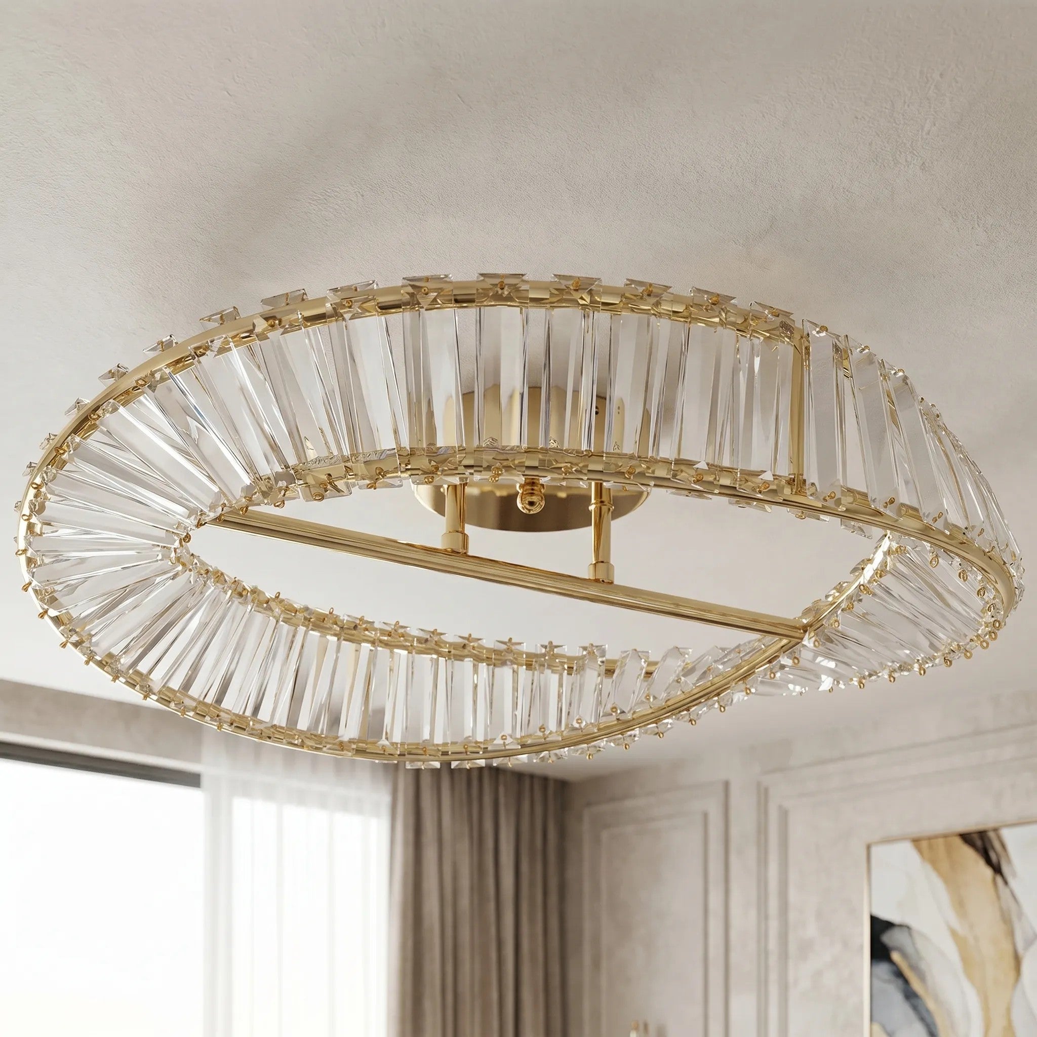 LAMPA SUFITOWA LED SWE095-C 50cm PLAFON ZŁOTA 7