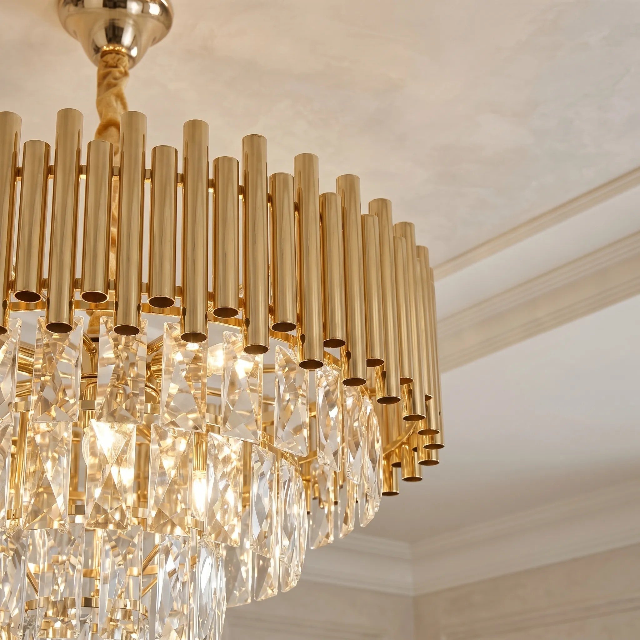 Lampa Wisząca Z Kryształami SWE103-CP Złota 7