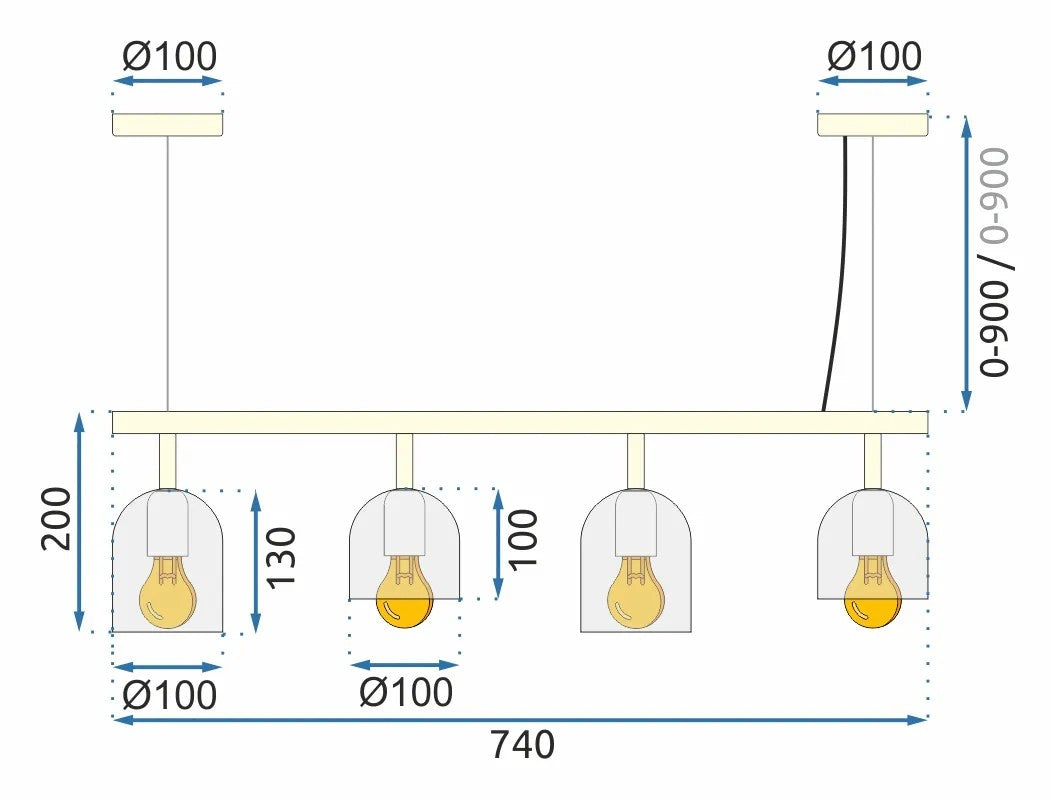 Lampa Wisząca APP1030-4CP Biała 7