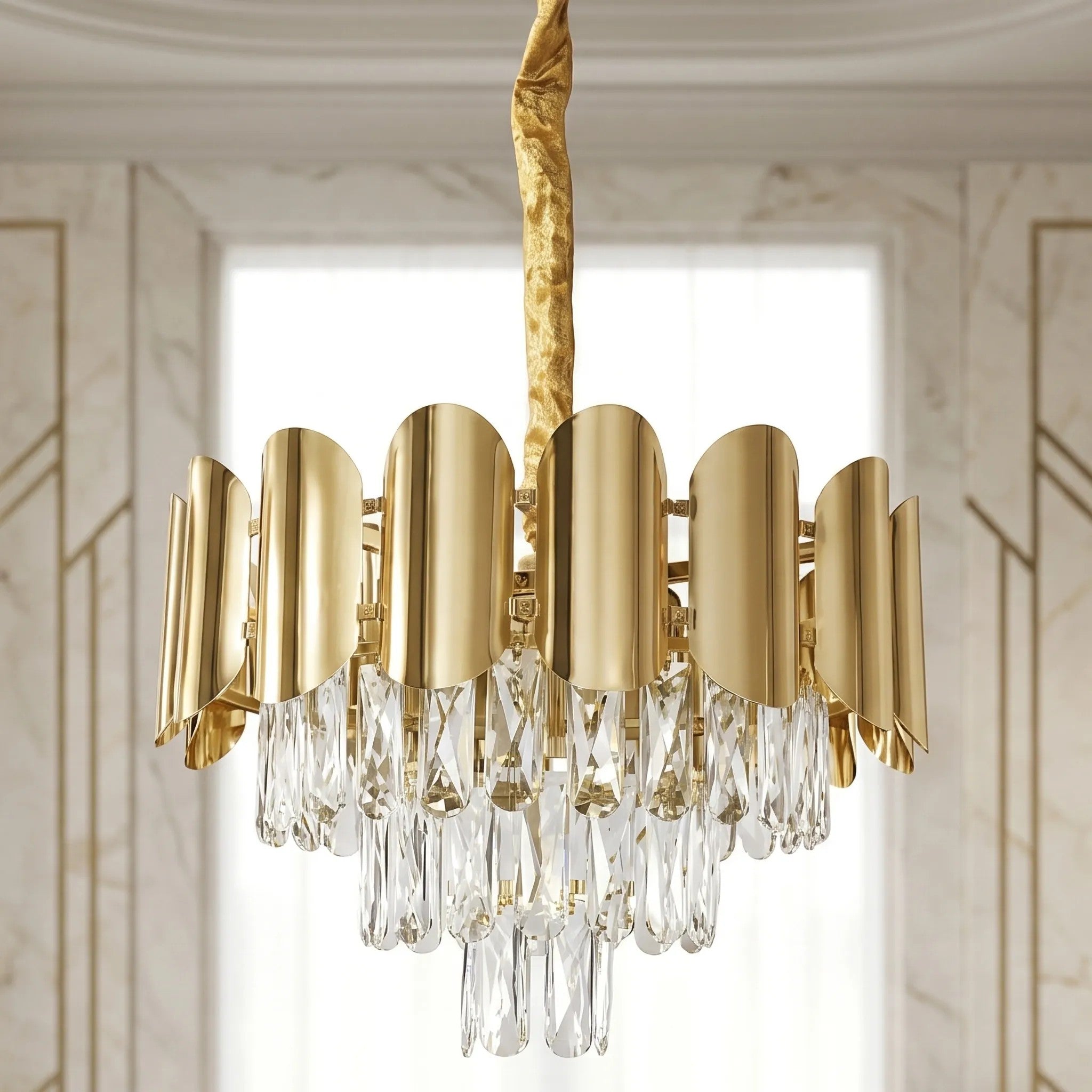 Lampa Wisząca Z Kryształami SWE099-CP 40cm Złota 7