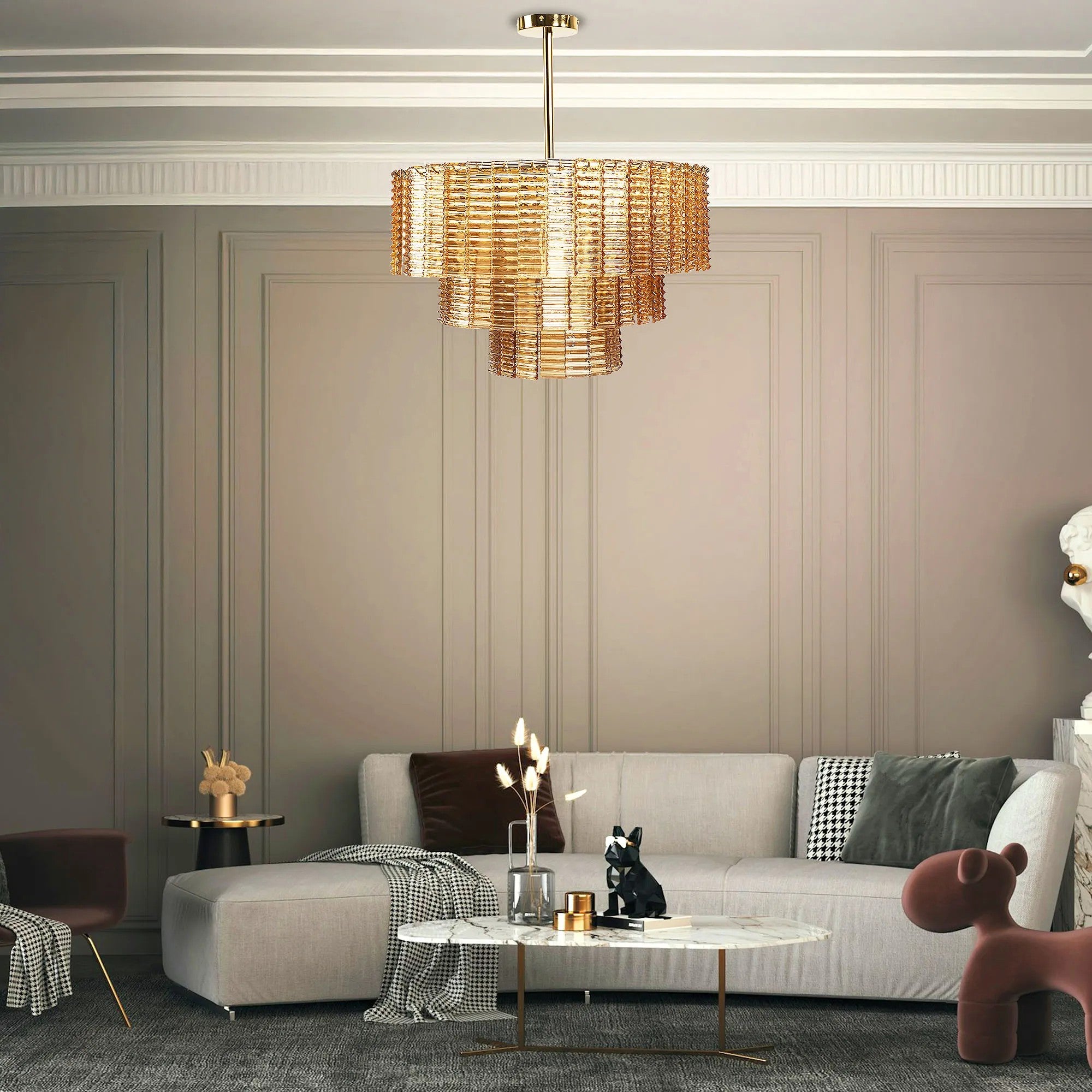 LAMPA SUFITOWA WISZĄCA APP1677-8CP BRĄZOWA 7