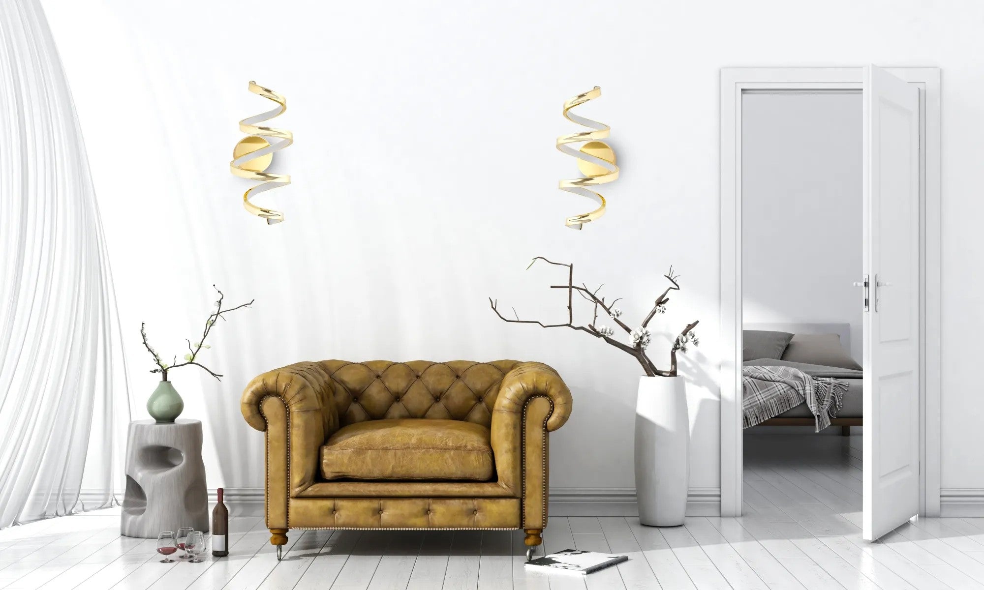 LAMPA ŚCIENNA KINKIET LED SPRING APP827-W Złota 7